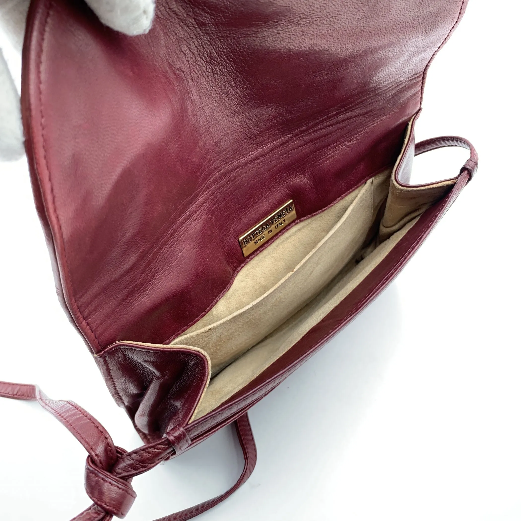 Bottega Veneta Vintage Burgundy Intrecciato Leather Small Shoulder Bag
