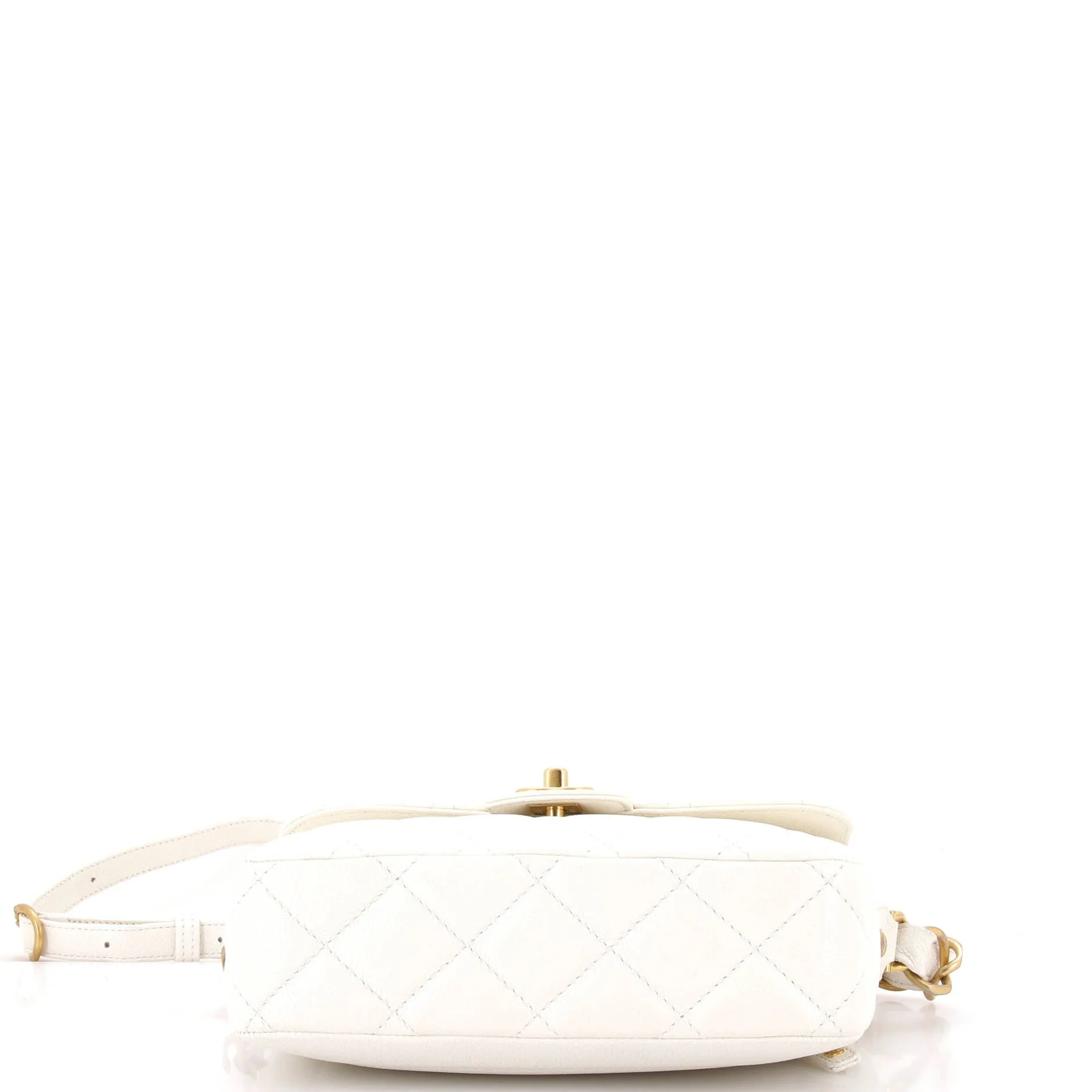 CC Adjustable Strap Flap Messenger Bag Quilted Caviar Small