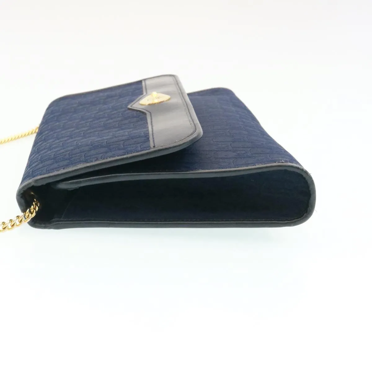 CHRISTIAN DIOR Honeycomb Canvas Shoulder Bag Navy Auth am1653g