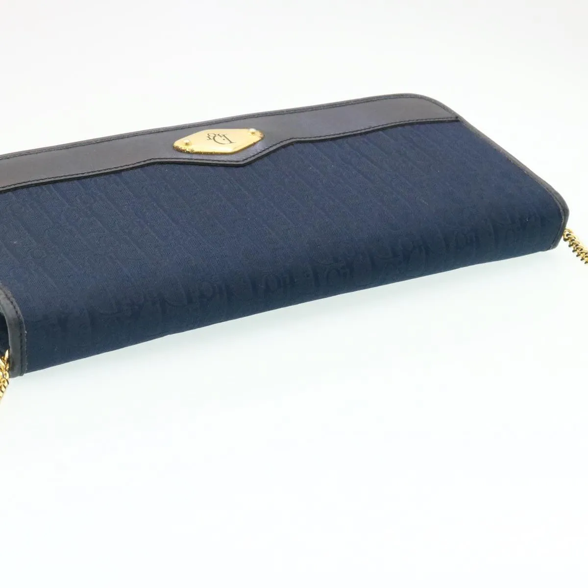 CHRISTIAN DIOR Honeycomb Canvas Shoulder Bag Navy Auth am1653g