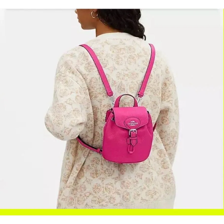 Coach NWT Fuchsia Leather Amelia Convertible Backpack