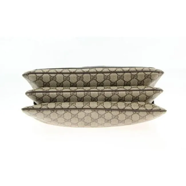Gucci Portfolio Guccissima Print Coated Canvasleather Multi Compartment Brown Gg Canvas Shoulder Bag