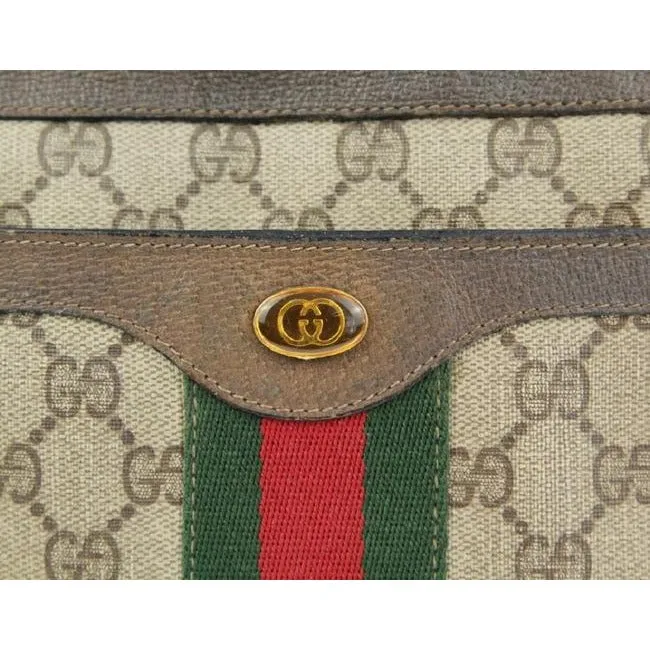 Gucci Portfolio Guccissima Print Coated Canvasleather Multi Compartment Brown Gg Canvas Shoulder Bag