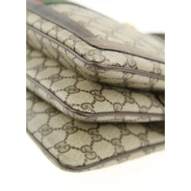 Gucci Portfolio Guccissima Print Coated Canvasleather Multi Compartment Brown Gg Canvas Shoulder Bag