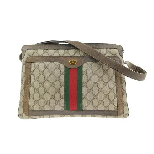 Gucci Portfolio Guccissima Print Coated Canvasleather Multi Compartment Brown Gg Canvas Shoulder Bag