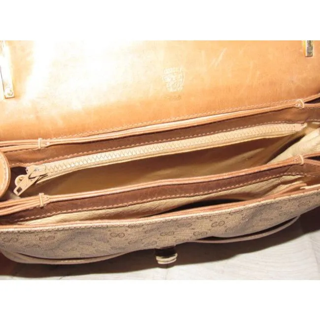 Gucci Vintage Pursesdesigner Purses Brown Small G Logo Print Coated Canvas And Camel Leather Shoulde
