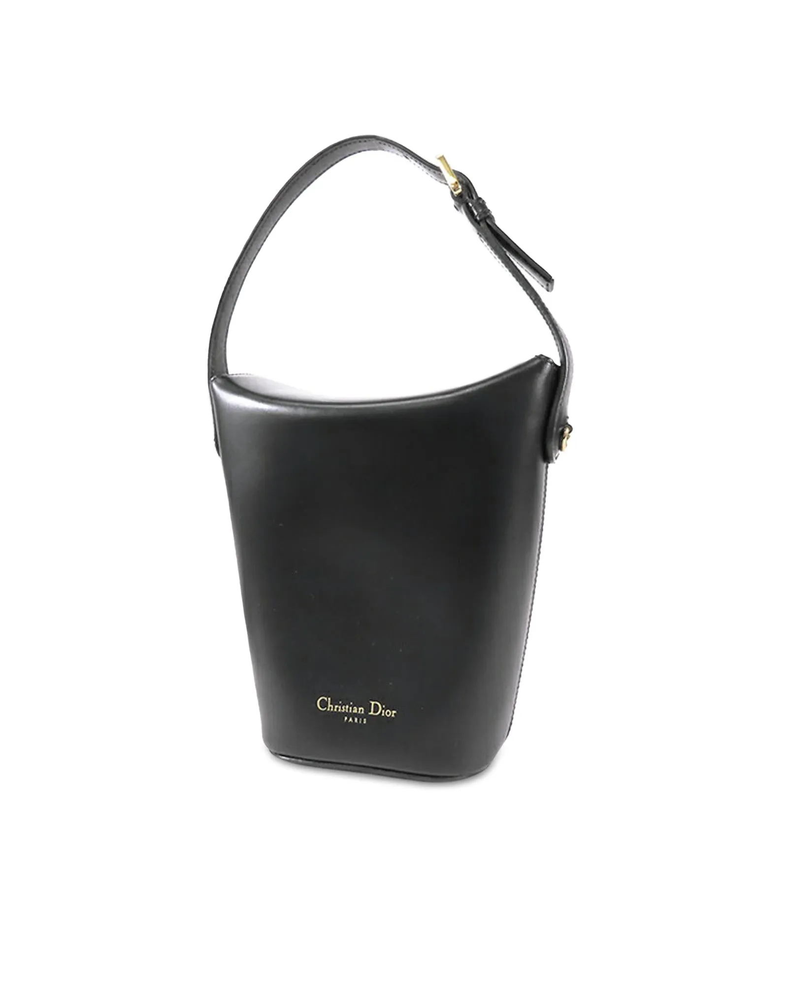 Mini Calfskin Amber Bucket Bag with Adjustable Strap and Snap Closure