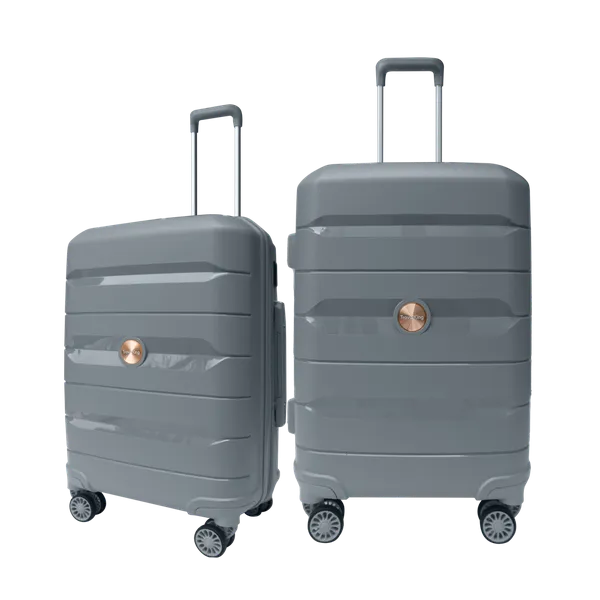 PP Hardside Travel Suitcase Luggage with 8 Spinner Wheels, Aluminum Handle, USB Port (Size 20) TK883 - Gray