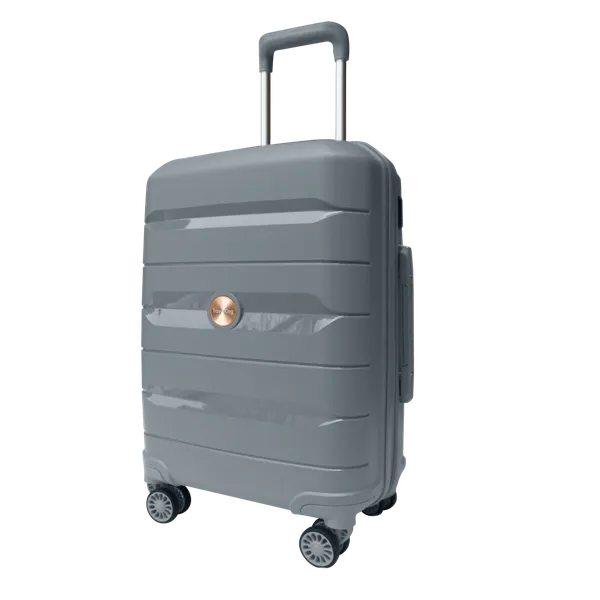 PP Hardside Travel Suitcase Luggage with 8 Spinner Wheels, Aluminum Handle, USB Port (Size 20) TK883 - Gray