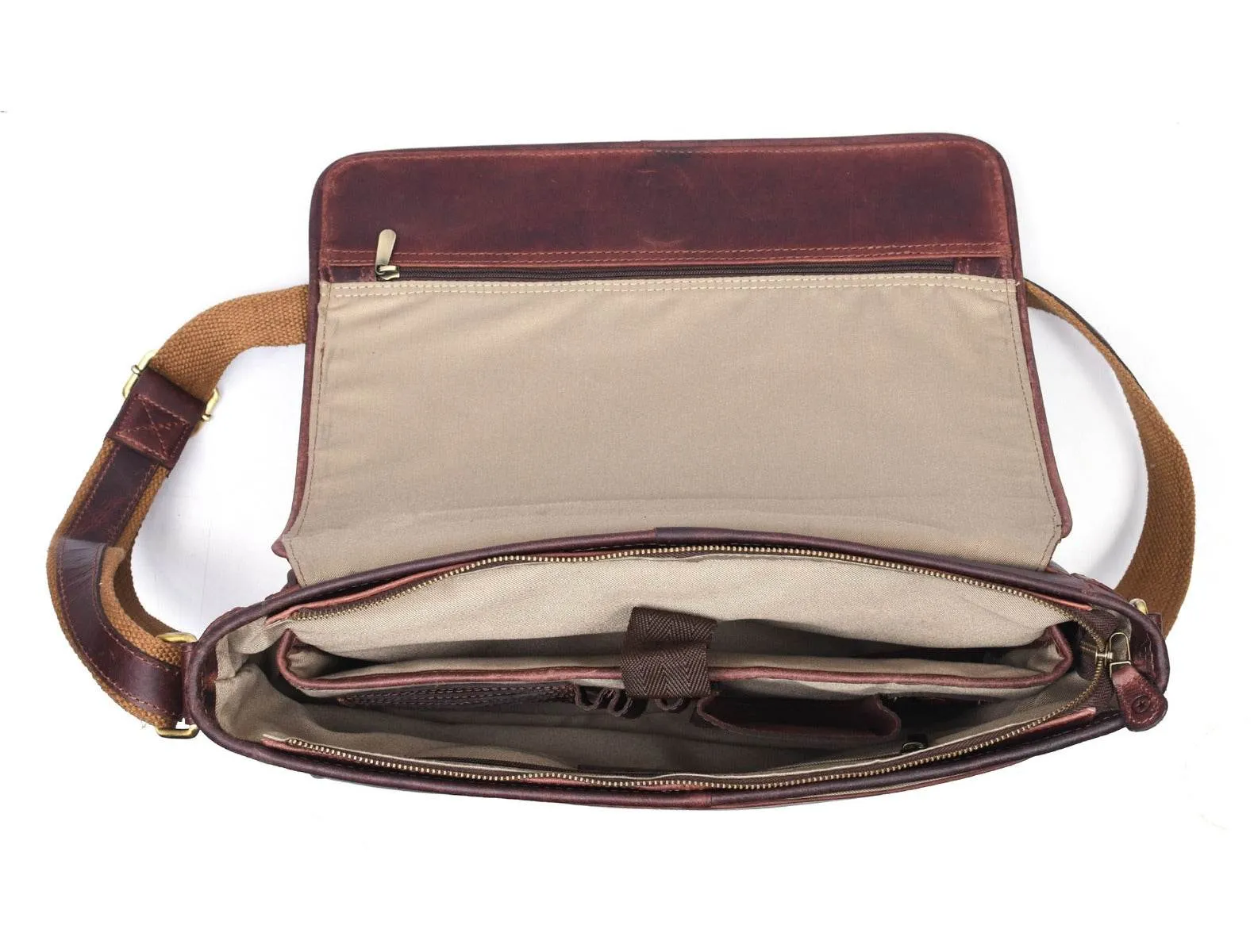 Savona Leather Messenger Bag - Walnut Brown