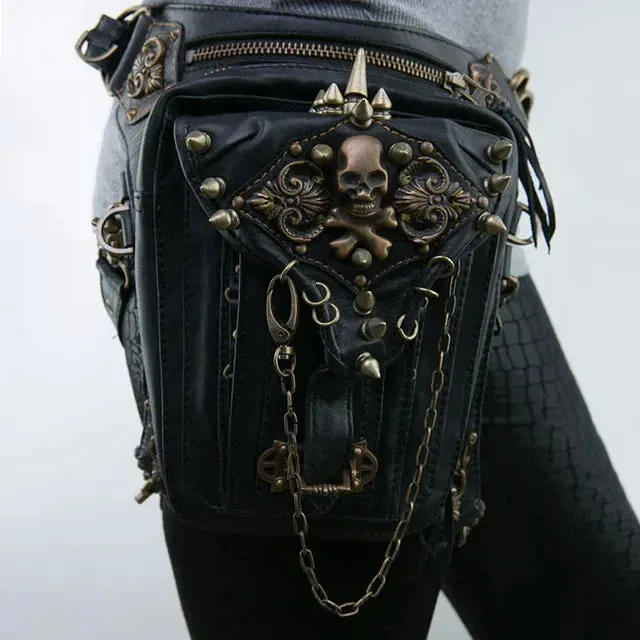 Steam Leg Fanny Belt Punk Messenger Mobile Waist Hip Phone Gothic Bag
