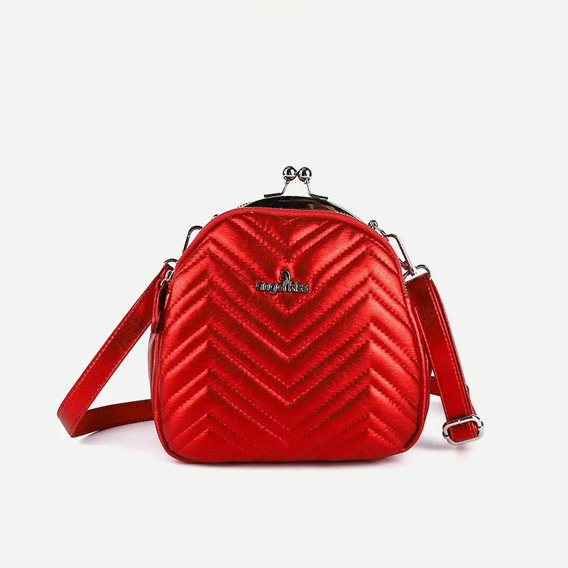 Triple Compartment Mini Backpack Kisslock Zipper Daypack Fashion Party Purses Handbags