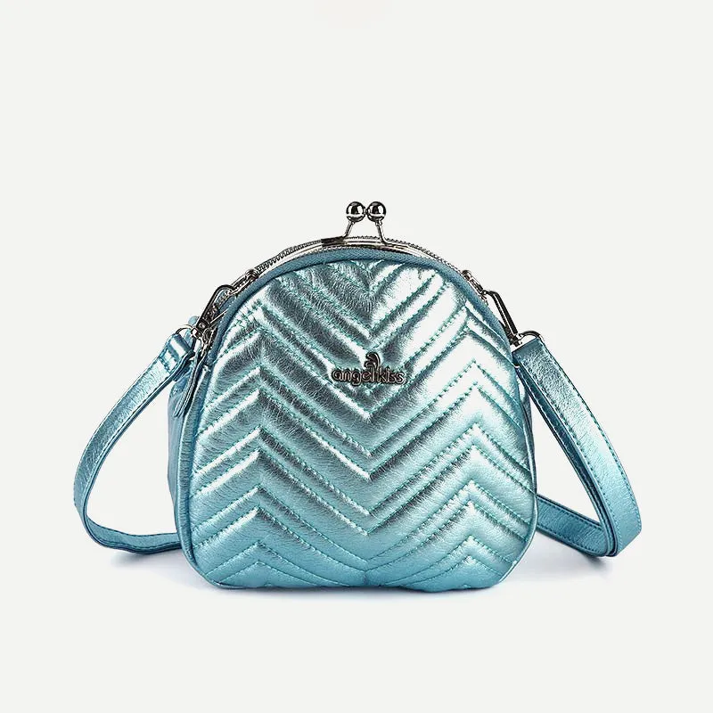 Triple Compartment Mini Backpack Kisslock Zipper Daypack Fashion Party Purses Handbags