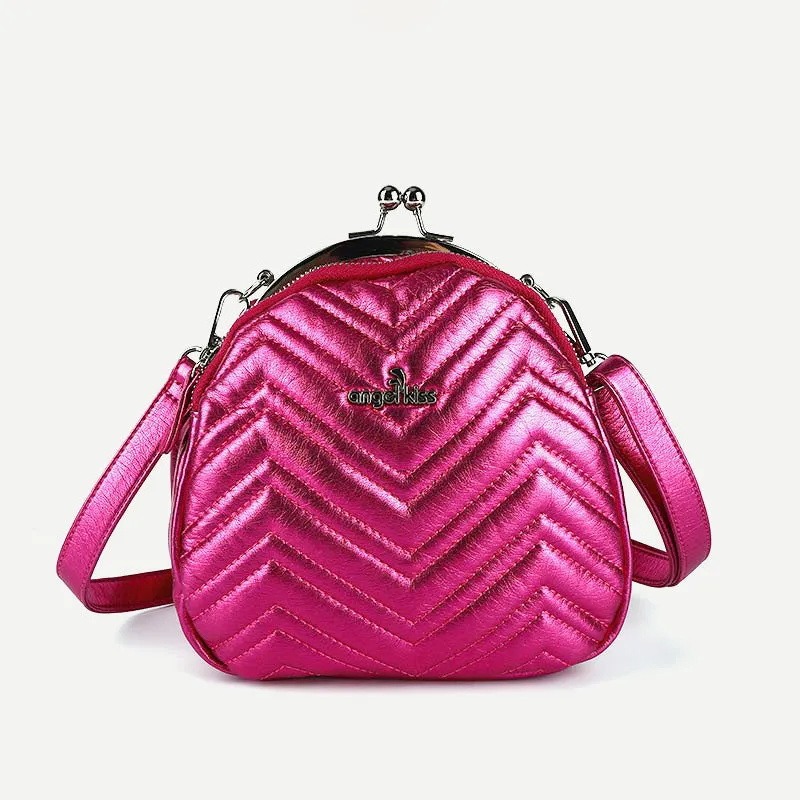 Triple Compartment Mini Backpack Kisslock Zipper Daypack Fashion Party Purses Handbags
