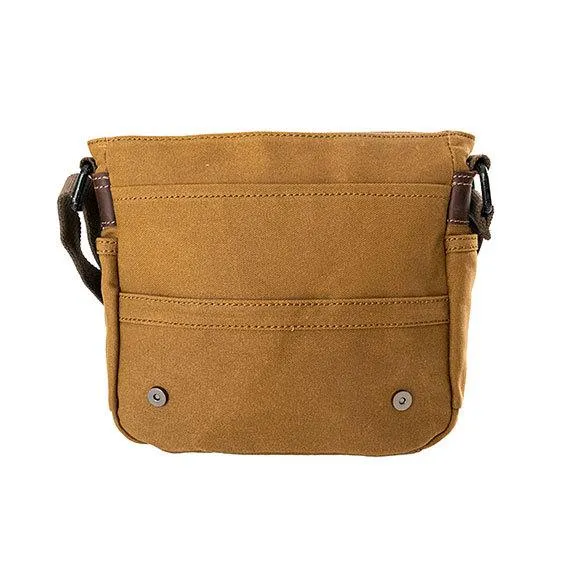 Troop London Heavy Wax Canvas Tall Messenger Bag | Camel