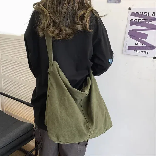 UAKISS  -  2024 New Streetwear Japanese Trendy Messenger Bag Men Women Ins Grunge Vintage Solid Y2k Korean Shoulder Crossbody Canvas Bags