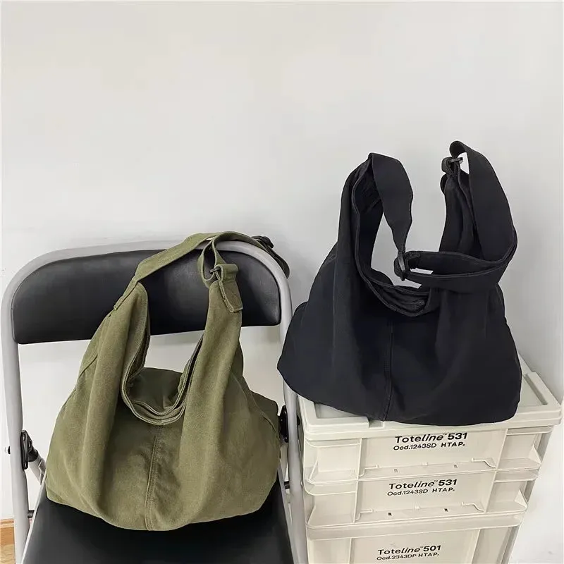 UAKISS  -  2024 New Streetwear Japanese Trendy Messenger Bag Men Women Ins Grunge Vintage Solid Y2k Korean Shoulder Crossbody Canvas Bags