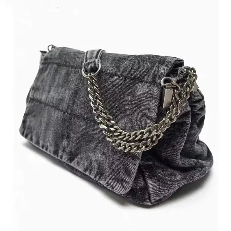 UAKISS  -  Vintage Shoulder Bag for Women Denim Blue Diamond Messenger Bags Large Capacity Work Study Street Tote Bag Purses and Handbags