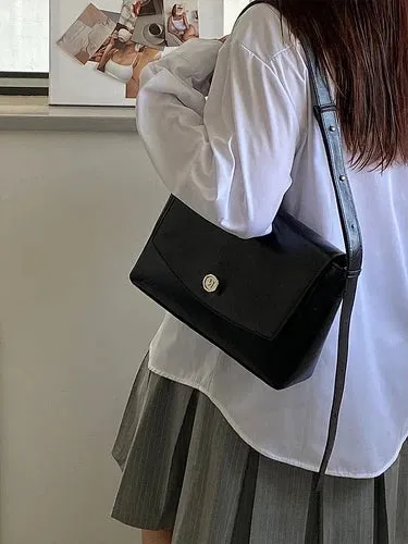 Vintage Pu Leather Women's Crossbody Bags Messenger Bag Simple Design Ladies Daily Commuting Bag Portable Female Shoulder Bags