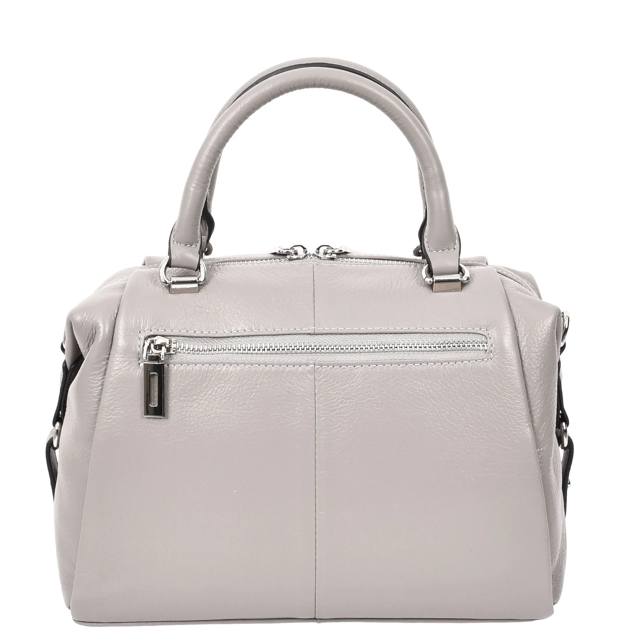 Women Real Leather Handbag Small Casual Outgoing Style Grab Handles A393 Grey