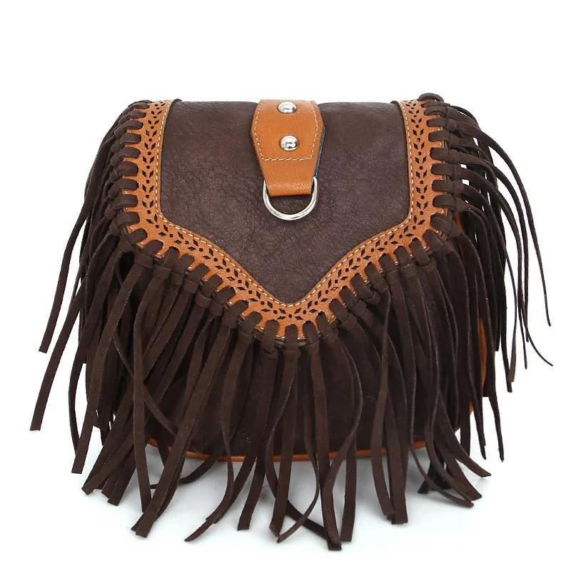 Womens' Pouch Tassel Shoulder Bag Vintage Handbag Crossbody Bags for Women Large Capacity Messenger Bags