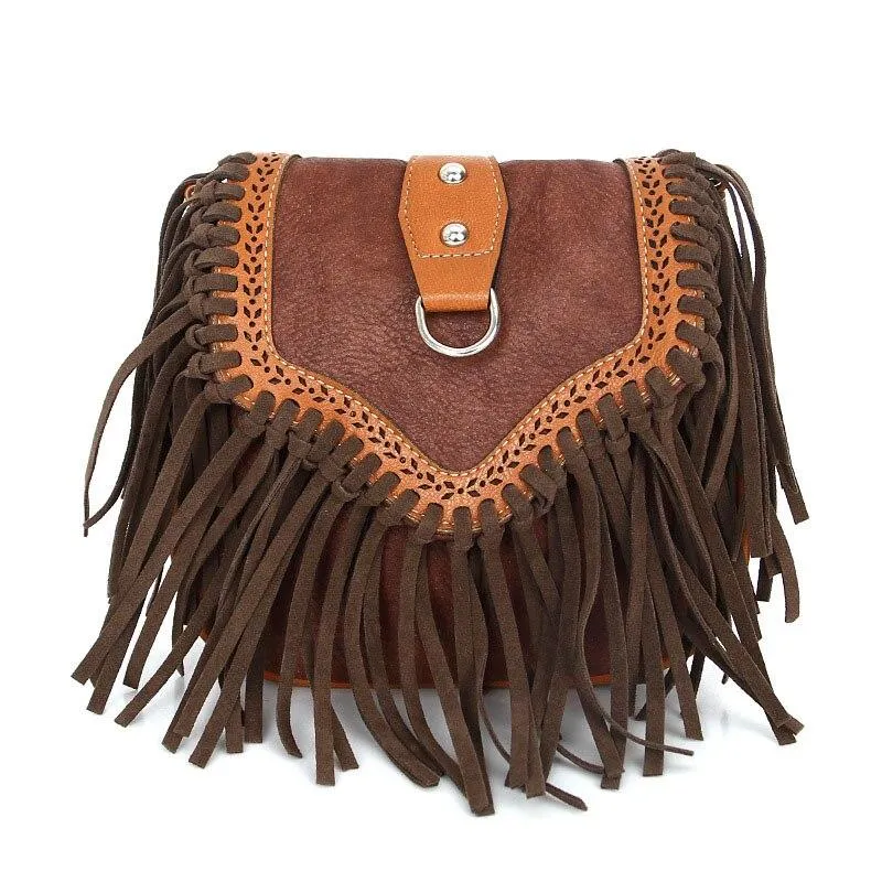 Womens' Pouch Tassel Shoulder Bag Vintage Handbag Crossbody Bags for Women Large Capacity Messenger Bags